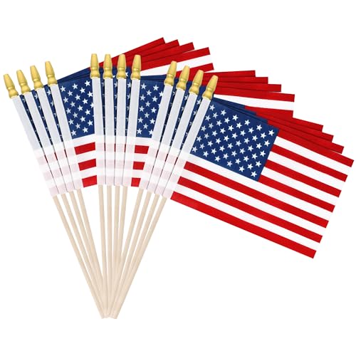 Blowata 12 Pcs Small American Flags on Stick, 6x4 In 4th of July Decorations, Mini 250 Anniversary USA Flag, Fourth of July American Handheld Flags for Veterans Day Memorial Day Supplies - Image 5