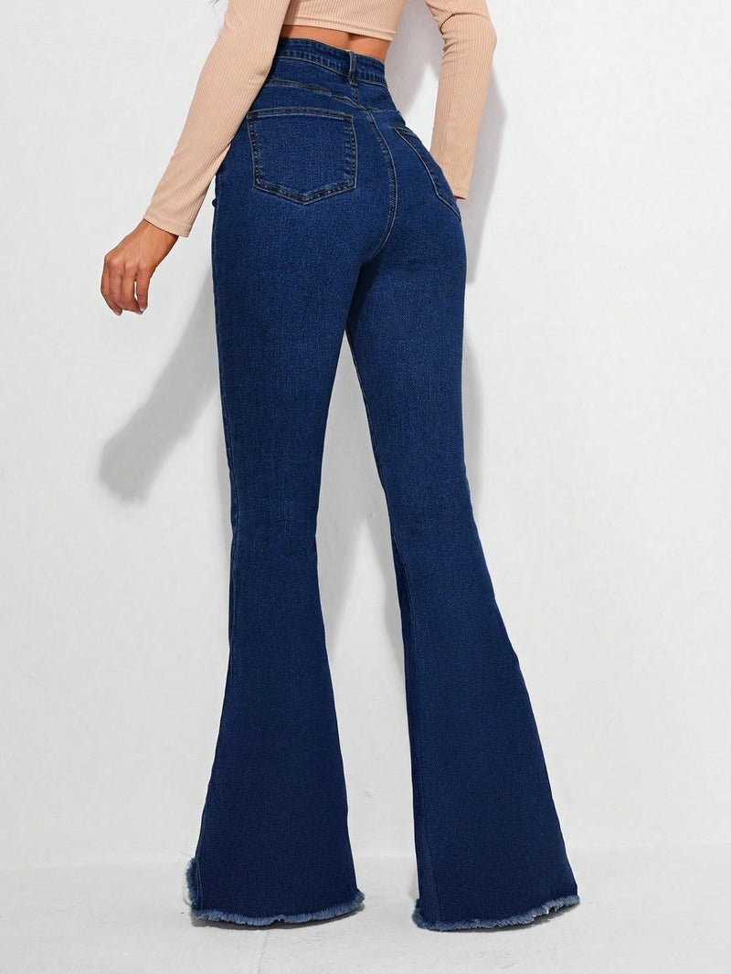 KOTTY Women's Solid Lightweight Konkikyo Blue Fit and Flared Jeans(Blue,S)-KTTLADIESJEANS3087S - Image 4