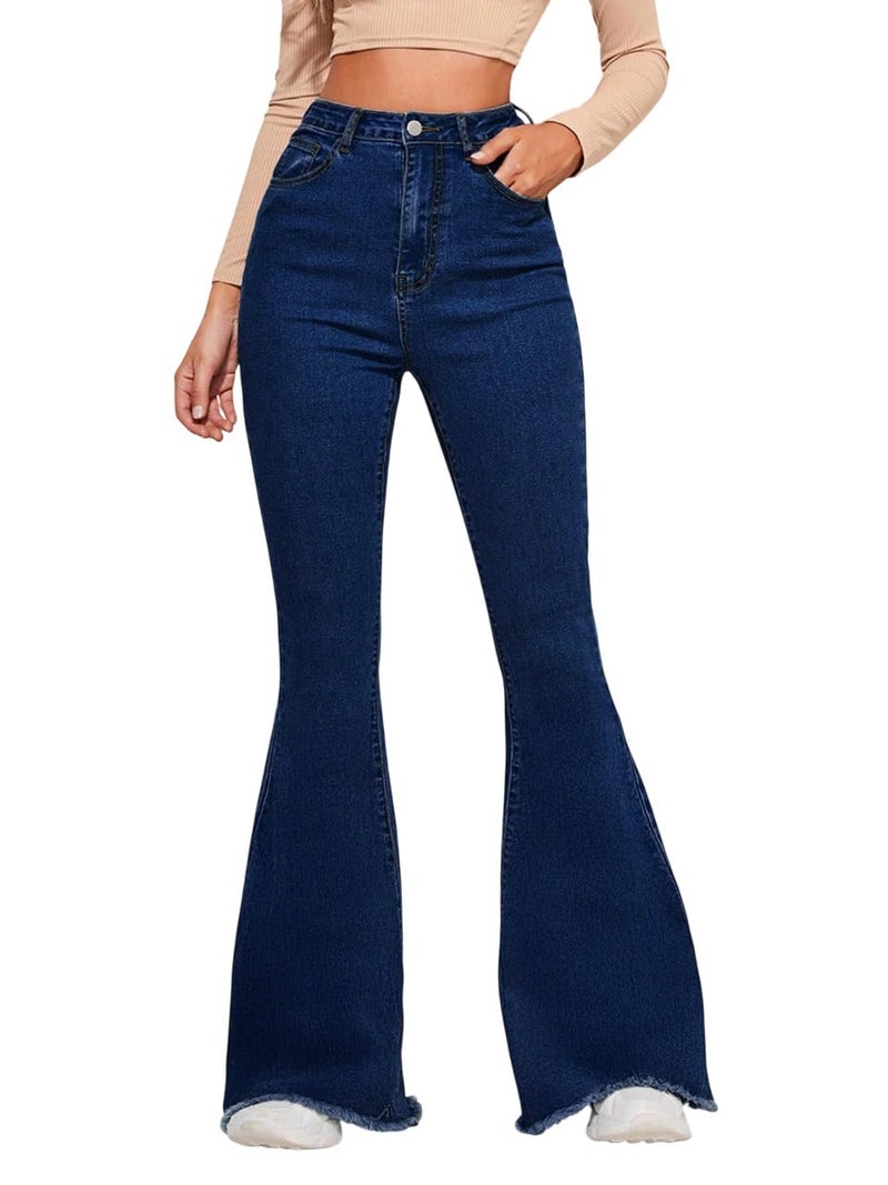 KOTTY Women's Solid Lightweight Konkikyo Blue Fit and Flared Jeans(Blue,S)-KTTLADIESJEANS3087S - Image 1