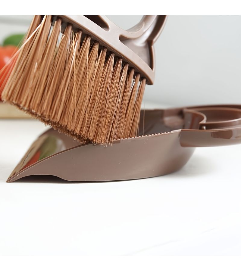 Coffee Color Desktop Cleaning Broom Dustpan Set Keyboard Brush Multifunctional Shovel - Image 5