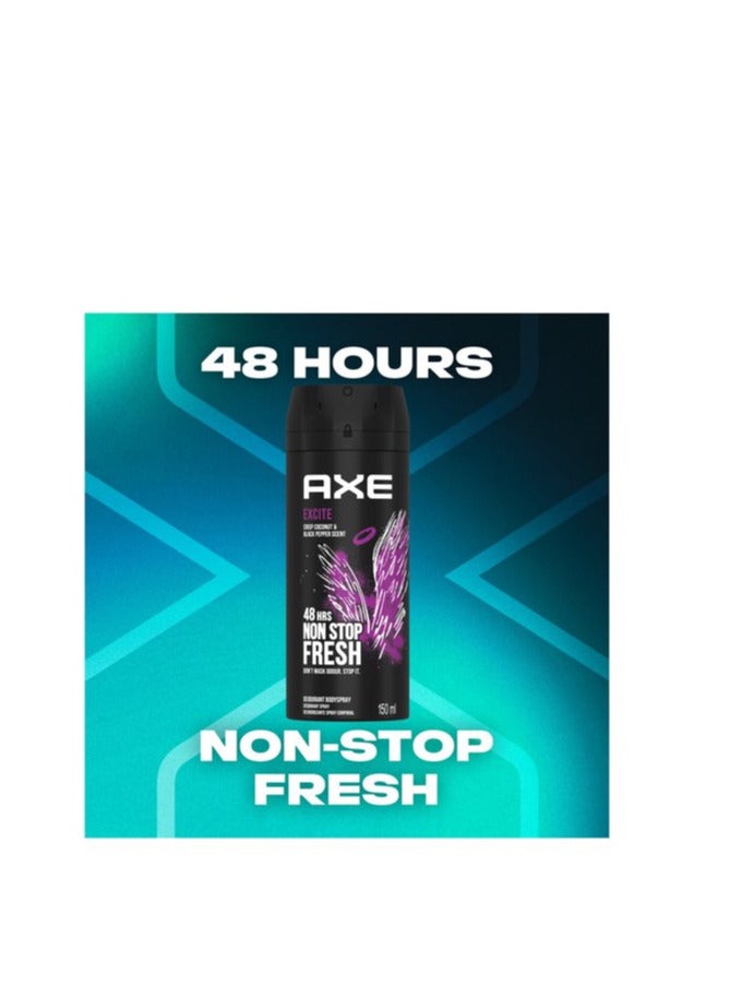 أكس عبوتين من أكس إكسايت مزيل العرق للجسم بخاخ برائحة جوز الهند والفلفل الأسود 150 مل - Image 5