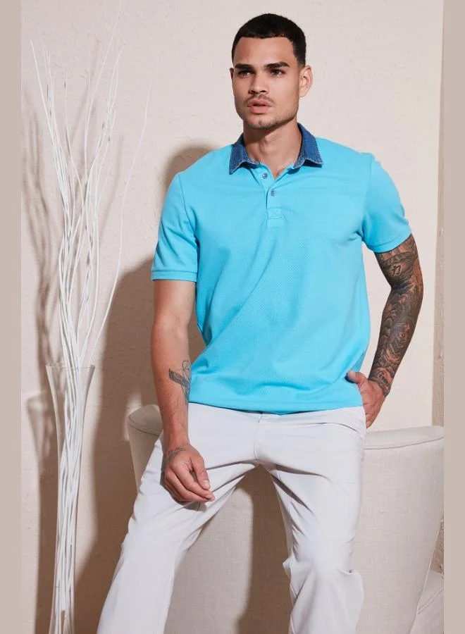 بوراتي تيشيرت بولو قطن % رجالي بياقة قميص بأزرار مقاس عادي
