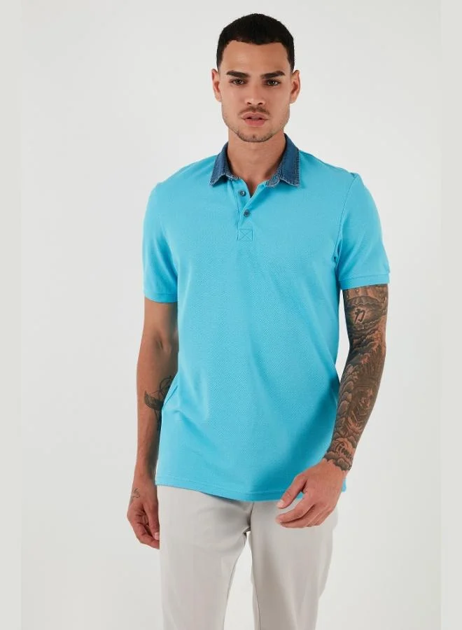 بوراتي تيشيرت بولو قطن % رجالي بياقة قميص بأزرار مقاس عادي