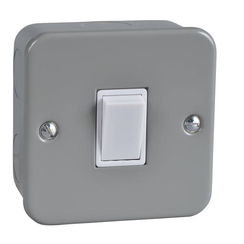 Schneider Electric Exclusive 10AX 2 Way Plate Switch 1 Gang, Grey - GMC1012 - Image 1
