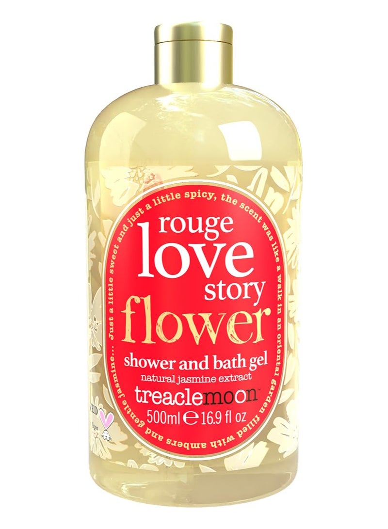 Rouge Love Story Shower & Bath Gel 500ml with Natural Jasmine Extract | Paraben Free & Vegan Friendly Body Wash Gel | Treaclemoon Body Wash Gel