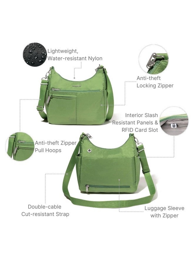 باجاليني حقيبة كتف نسائية من Baggallini Securtex مضادة للسرقة - حقيبة يد هوبو مضادة للسرقة مزودة بخاصية تحديد الهوية بموجات الراديو مع سحاب للقفل - Image 2