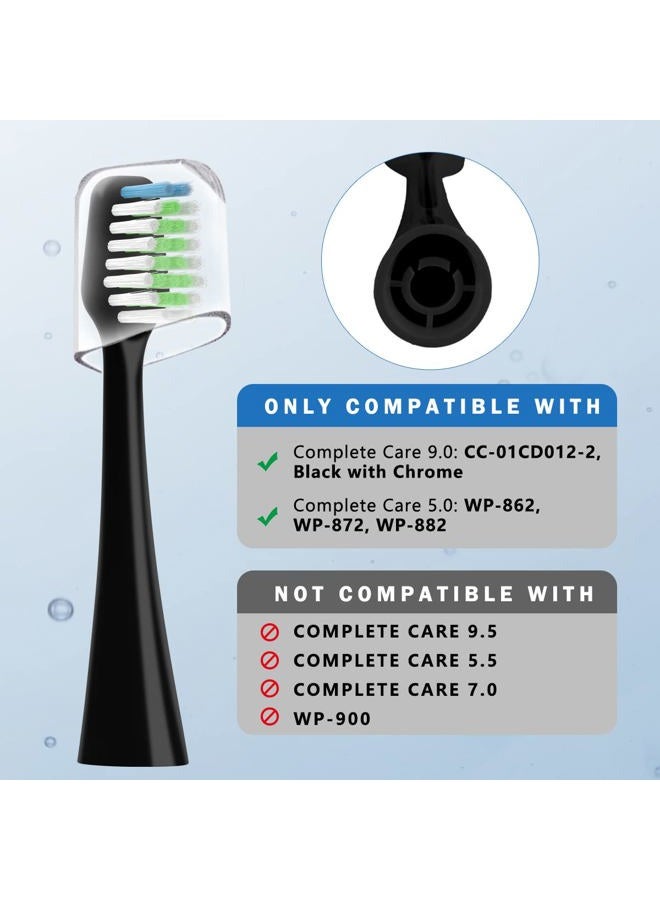 Othanary Sonic Replacement Toothbrush Heads Compatible with Waterpik Complete Care 9.0 (CC-01CD012-2) and 5.0 (WP-862, WP-872, WP-877, WP-882, WP-892) Electric Toothbrush,5 Count (Black) - Image 2