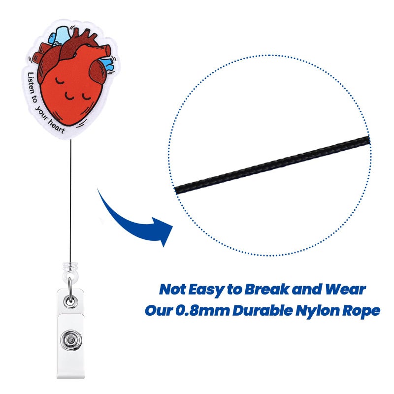 BVIIE Cute Cardiac Badge Reel, Funny Heart ID Name Badge Holder with Retractable Clip, Cardiology Badge Clip for RN CNA LPN LVN Hospital Medical Worker Doctor Anatomy Nursing Student Cardiologist - Image 5