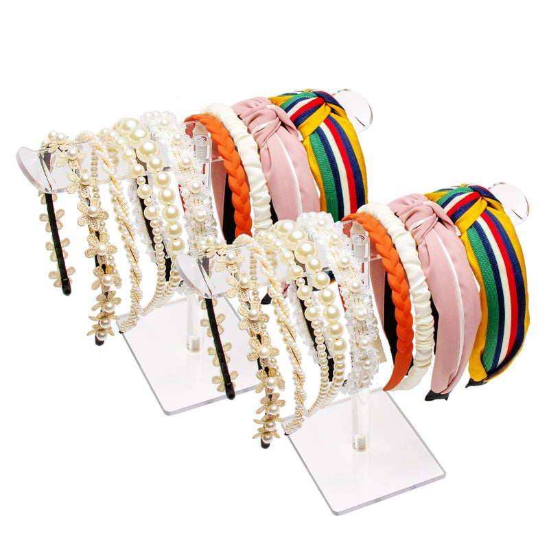 Bigfety Acrylic Headband Holder 2 Pack Clear Headband Organizer Stand Hair Accessories Storage
