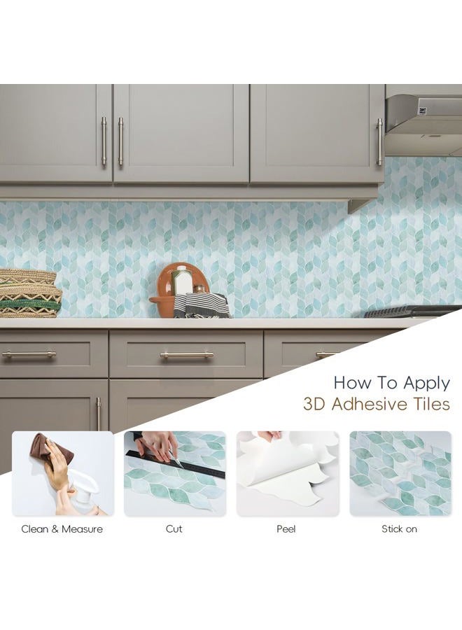 Homeart Peel and Stick Backsplash Leaf Tile, Self-Adhesive Renter Friendly Backsplash Stick on Wall Tiles for Kitchen Bathroom (10 Sheets, Marble Green) - Image 5