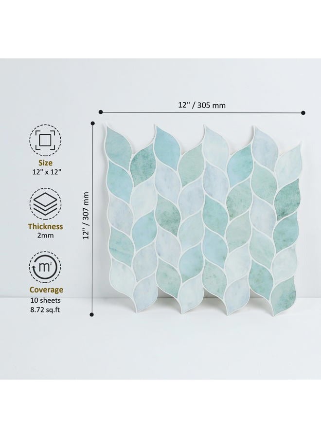 Homeart Peel and Stick Backsplash Leaf Tile, Self-Adhesive Renter Friendly Backsplash Stick on Wall Tiles for Kitchen Bathroom (10 Sheets, Marble Green) - Image 2
