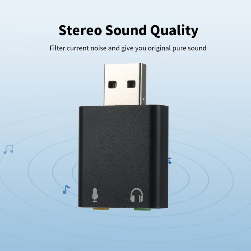 USB External Sound Card: Gold 2-Port Driver-Free Plug And Play - 3D 7.1-Channel Stereo Sound For Gaming Karaoke Voice Chat - Image 4