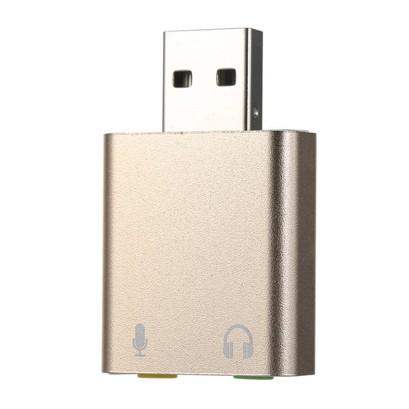 USB External Sound Card: Gold 2-Port Driver-Free Plug And Play - 3D 7.1-Channel Stereo Sound For Gaming Karaoke Voice Chat - Image 1