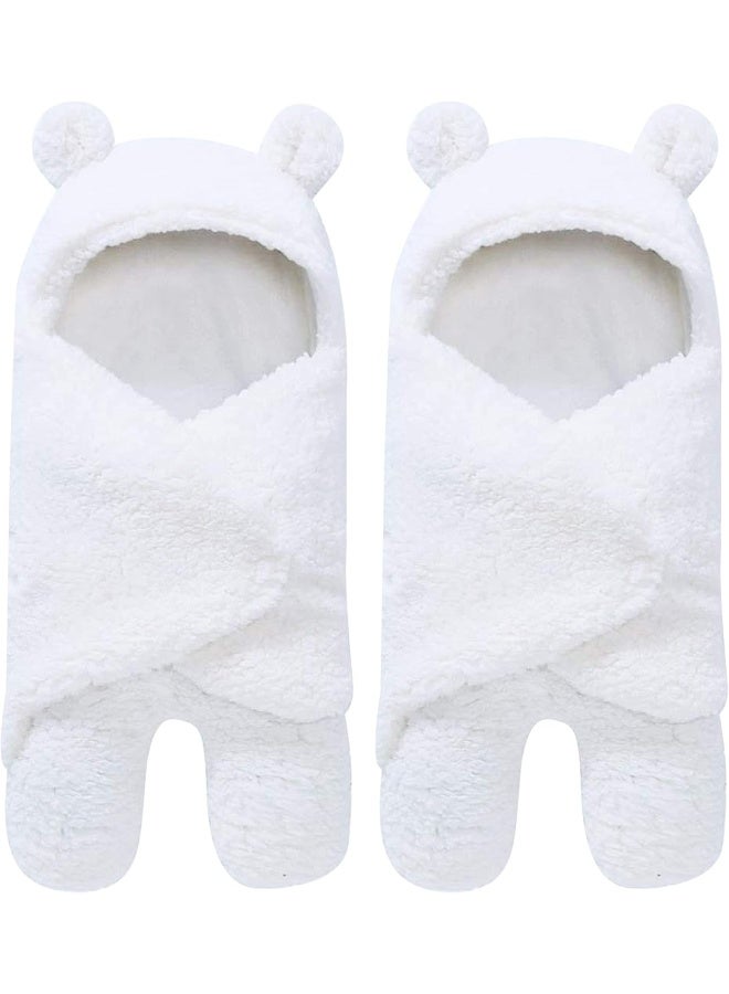 Spotted Play 2 Pack Sherpa Baby Swaddle Blanket - Ultra Soft Plush for Infants 0-6 Months | Receiving Swaddling Wrap - Ideal Newborn Registry and Toddler Boy Accessories | Nursery Blankets - White - Image 1