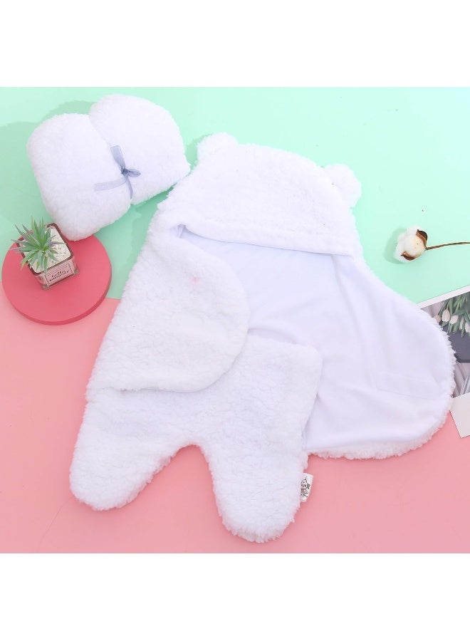 Spotted Play 2 Pack Sherpa Baby Swaddle Blanket - Ultra Soft Plush for Infants 0-6 Months | Receiving Swaddling Wrap - Ideal Newborn Registry and Toddler Boy Accessories | Nursery Blankets - White - Image 3