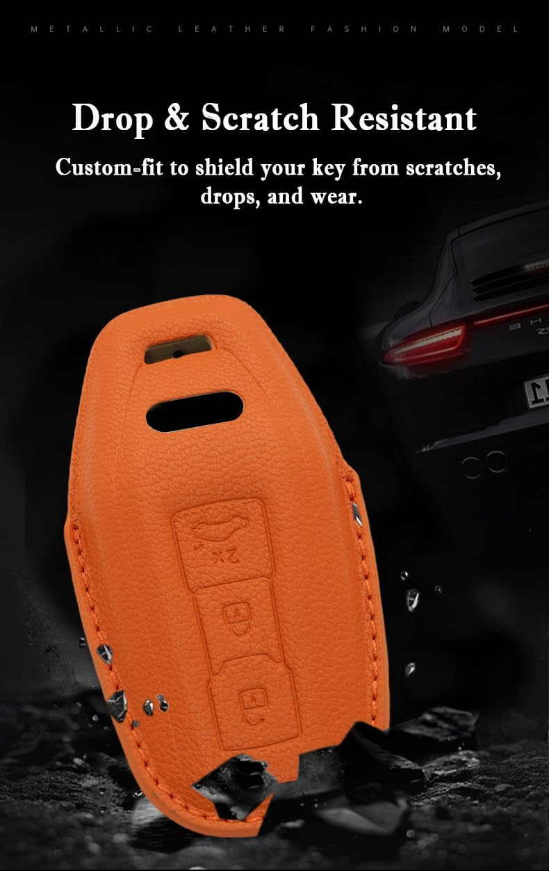 ontto Leather Car Key Fob Cover for Audi A5 A6 S5 S6 Q5 SQ5 Q6 SQ6 (2025 Onwards) - Black - Image 5
