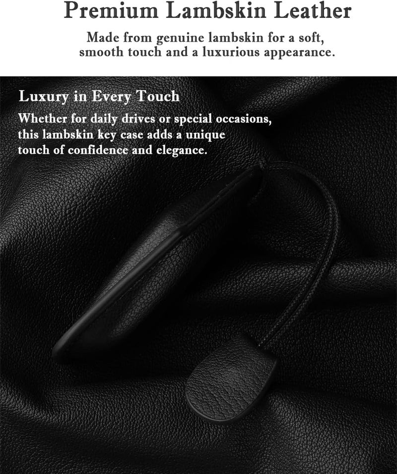 ontto Leather Car Key Fob Cover for Audi A5 A6 S5 S6 Q5 SQ5 Q6 SQ6 (2025 Onwards) - Black - Image 4