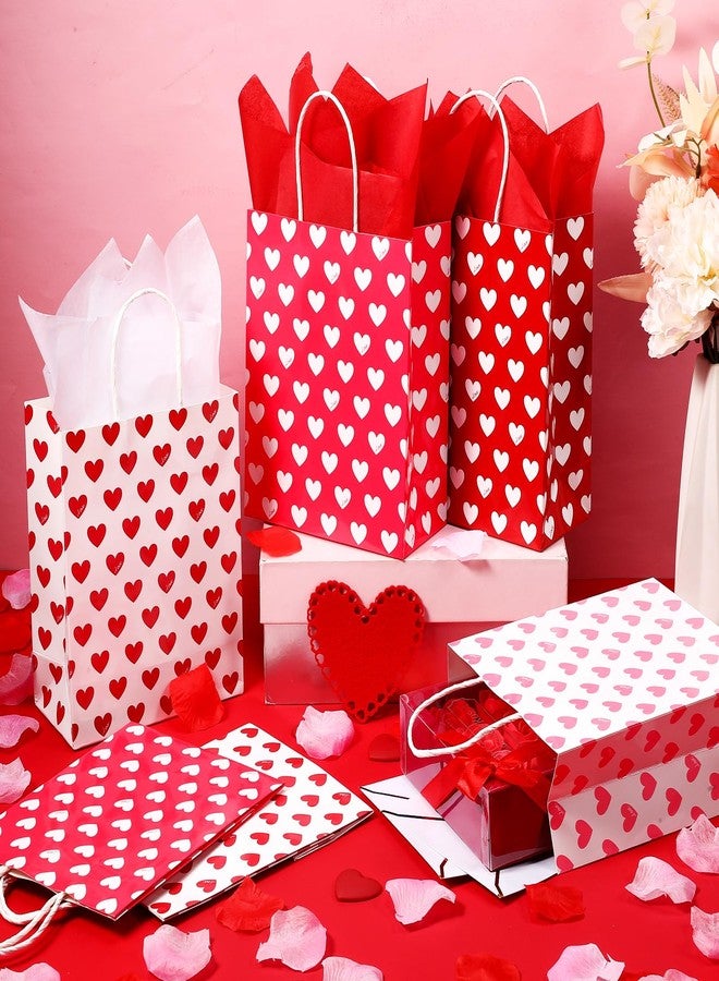 Thenshop مجموعة من 24 كيس هدايا لعيد الحب من Thenshop، مزينة بورق المناديل، أكياس هدايا حفلات عيد الحب بمقابض، مزينة بورق على شكل قلب، مثالية لتزيين حفلات الزفاف. - Image 4
