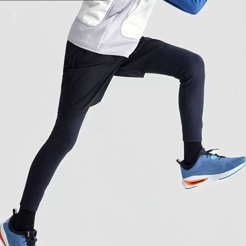 2023 New Boys Children Sports Fitness Running Yoga Pants Fake Two-Piece Riding Outdoor - Image 4