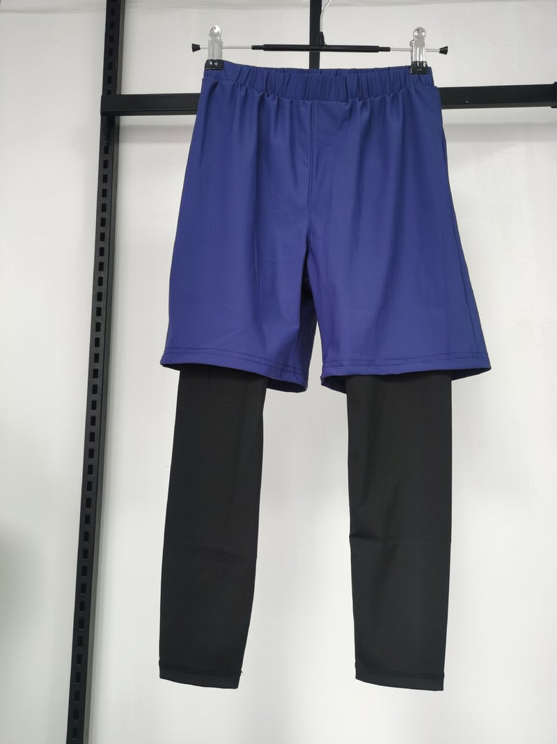 2023 New Boys Children Sports Fitness Running Yoga Pants Fake Two-Piece Riding Outdoor - Image 1