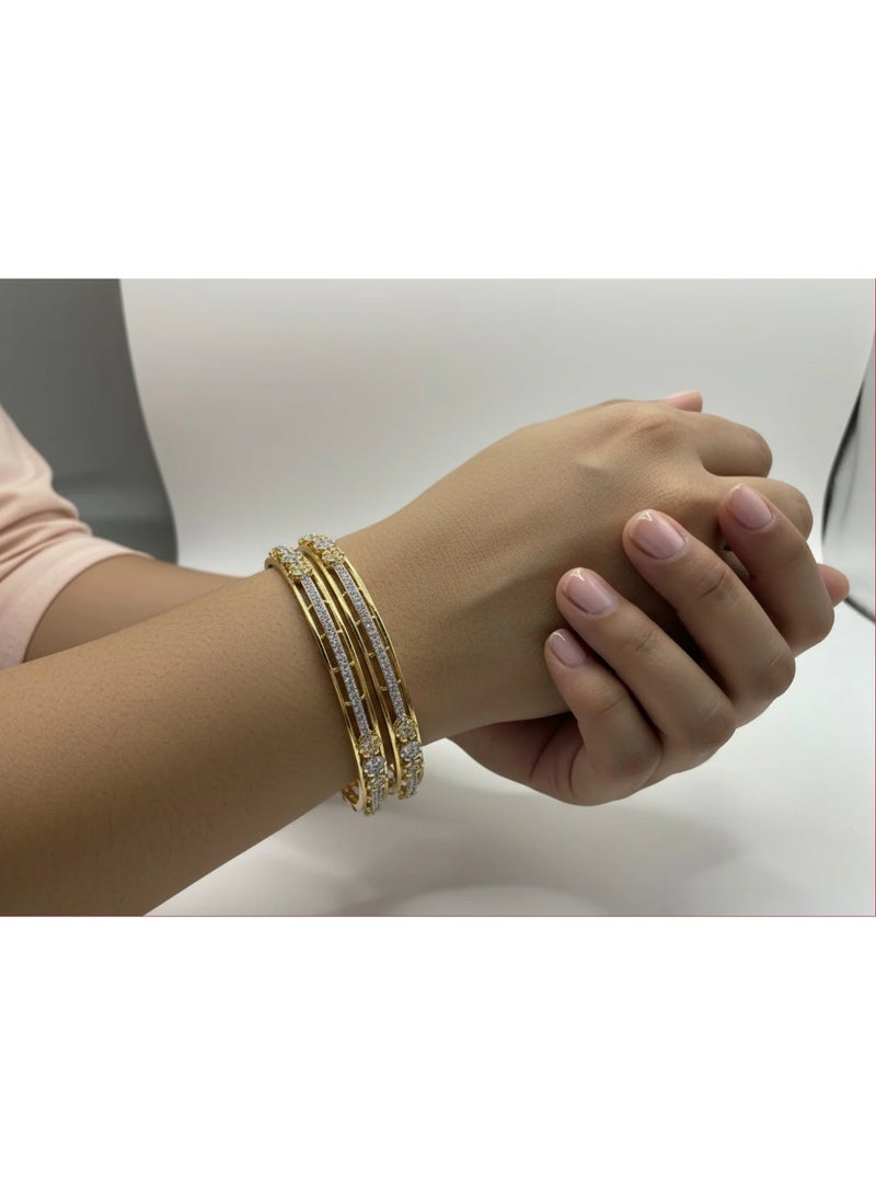 Pretty Precious 1007 Cz Classic Bangles-Size 2.6- Two Tone - Image 1