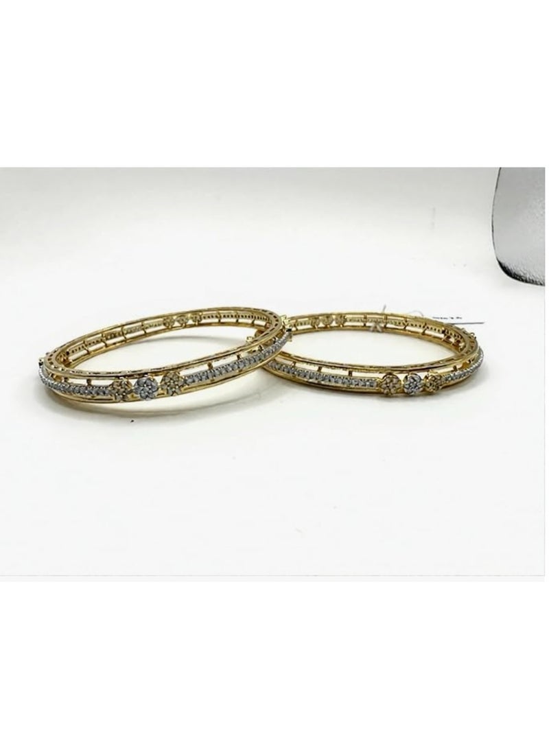 Pretty Precious 1007 Cz Classic Bangles-Size 2.6- Two Tone - Image 3