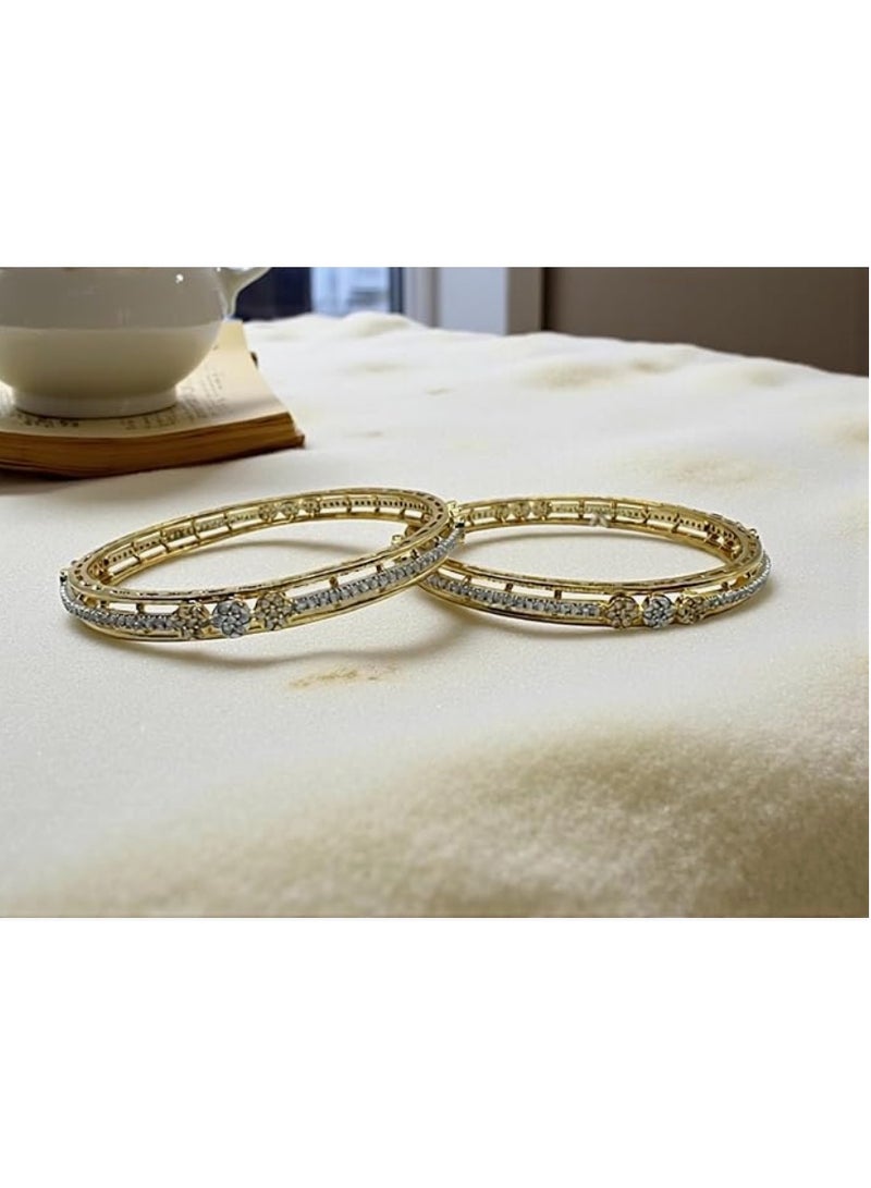 Pretty Precious 1007 Cz Classic Bangles-Size 2.6- Two Tone - Image 5