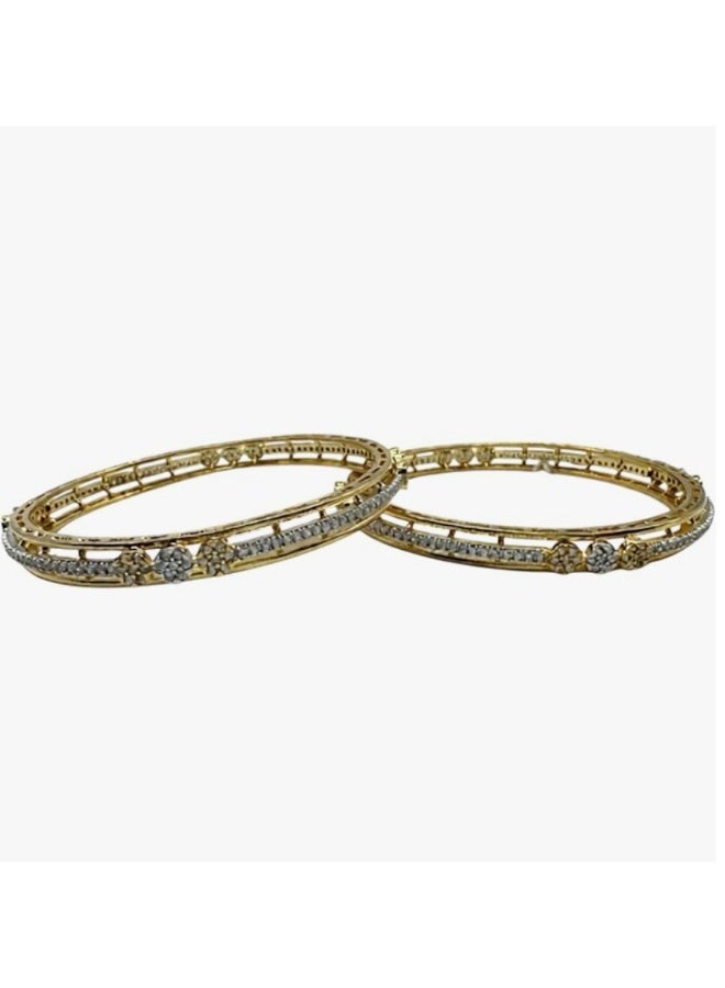 Pretty Precious 1007 Cz Classic Bangles-Size 2.6- Two Tone - Image 2