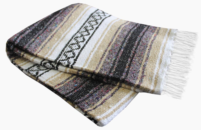 Del Mex Classic Mexican Blanket, Large Authentic Woven Falsa Throw (70"x50"), Artisan Southwest DÃ©cor for Beach, Yoga, Outdoors (Tan) - Image 5