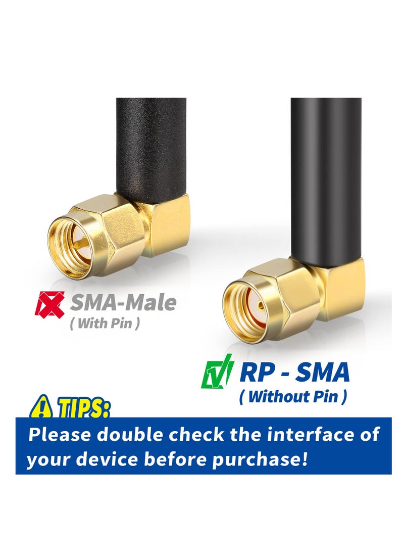 SYOSI - 6 Pcs Mini WiFi Antenna Aerial 2.4GHz 5GHz 2dBi MIMO Antenna with Right-angle RP-SMA Male Connector for WiFi Router Network Card USB Adapter Video Surveillance Monitor - Image 1