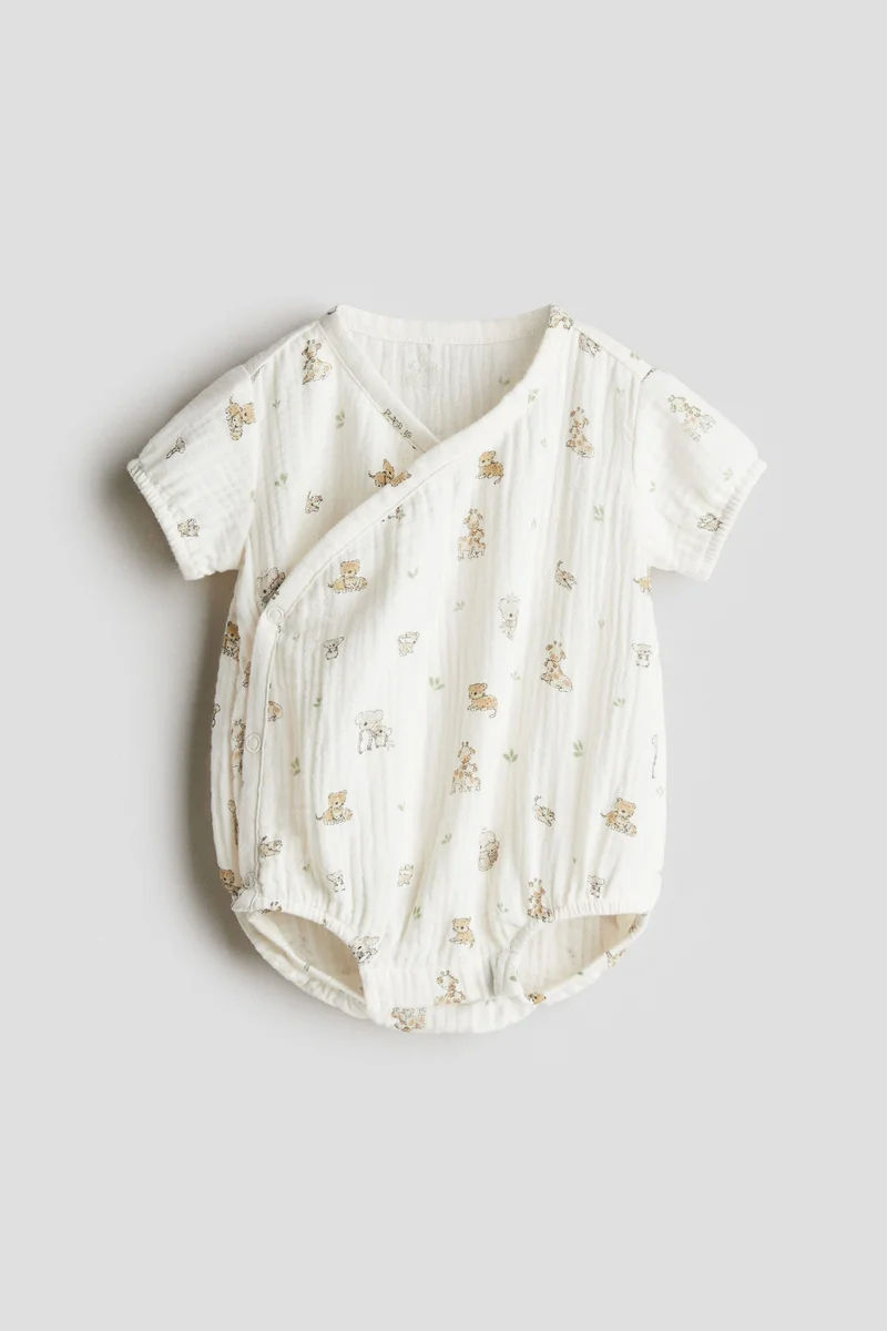 H&M Printed muslin romper suit