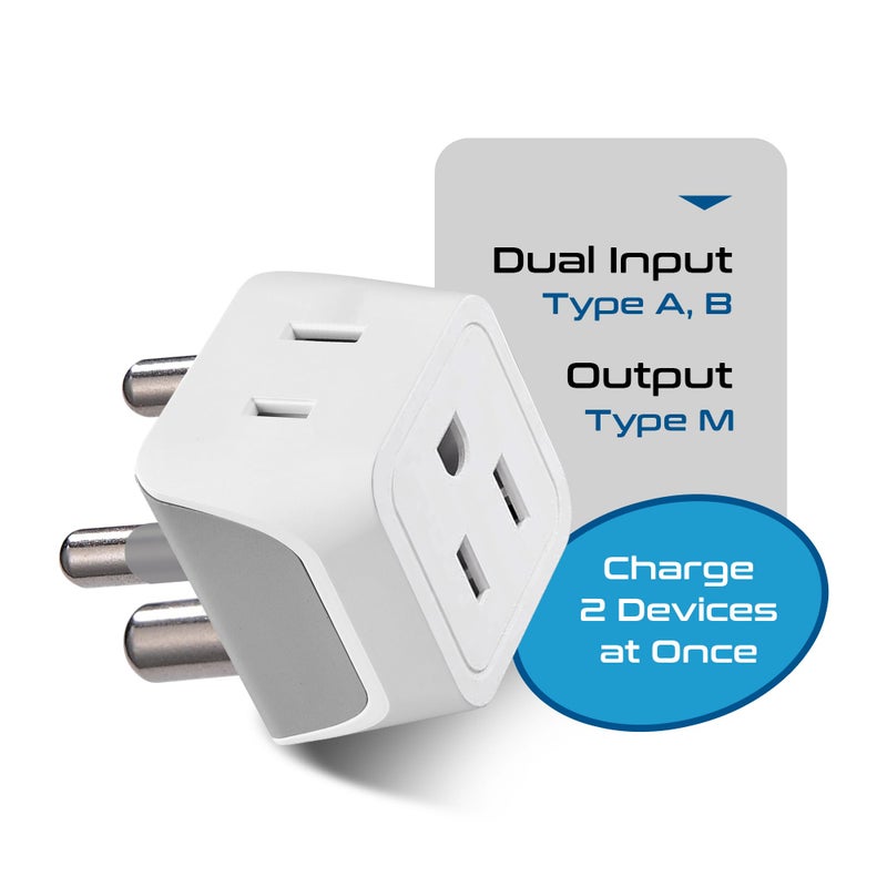 Ceptics South Africa, Namibia Travel Adapter Plug with Dual Usa Input - Type M - Ultra Compact - Safe Grounded Perfect for Cell Phones, Laptops, Camera Chargers and More 3 Pack (CT-10L) - Image 3