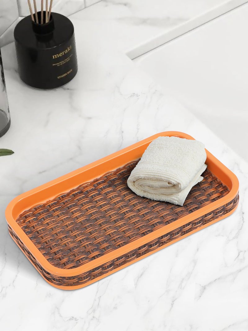Obsessions Polyresin Textured Bath Tray, Brown & Orange - Image 1
