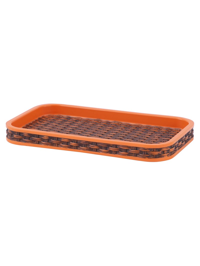 Obsessions Polyresin Textured Bath Tray, Brown & Orange - Image 4