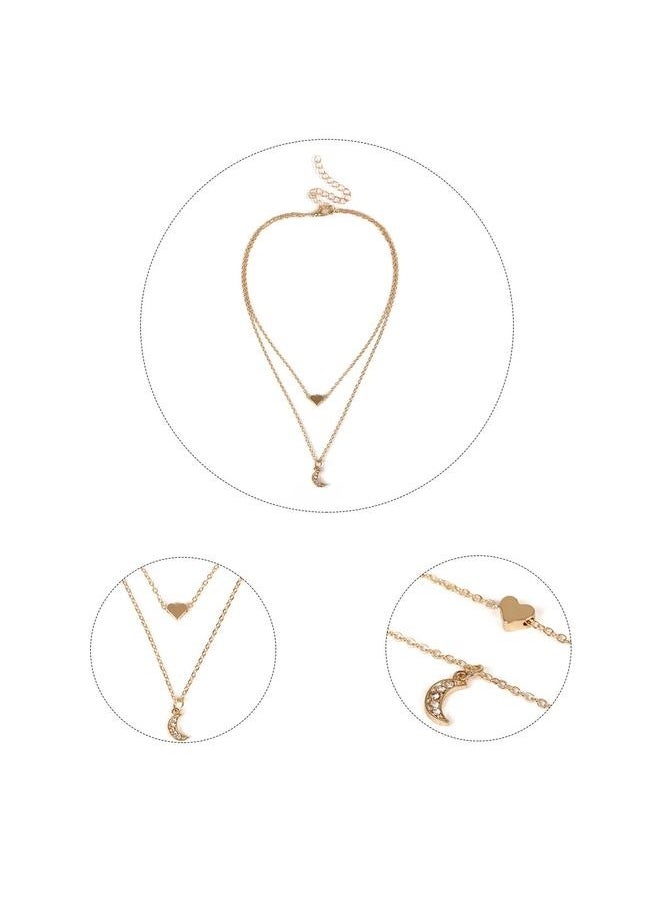 yongsheng 2-Piece Pendant Necklace Set-Cubic Choker Heart Shaped Choker  - Image 2