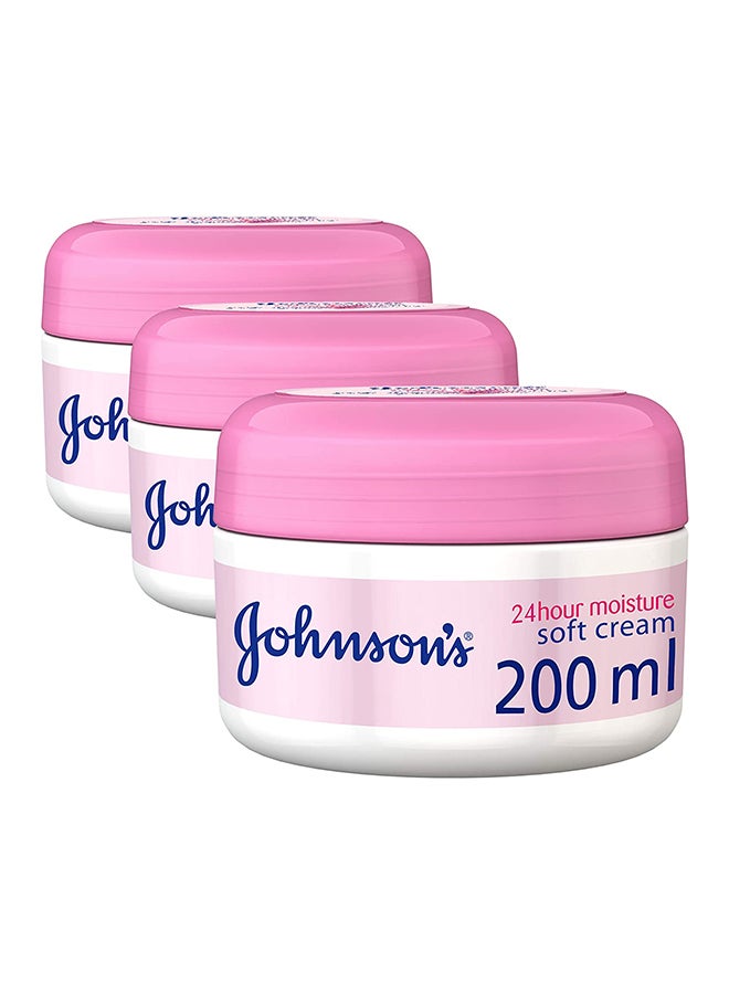 Johnson's 24 Hour Moisture Soft Cream Pack of 3 200ml - Image 1