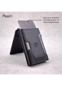Classic Milano Classic Milano Credit Card Holder RFID Blocking Genuine Leather Pop Up Card Wallet for Men with ID Window, Card Slots and Magnetic Closure  - Image 2