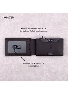Classic Milano Classic Milano Credit Card Holder RFID Blocking Genuine Leather Pop Up Card Wallet for Men with ID Window, Card Slots and Magnetic Closure  - Image 4