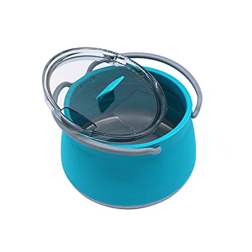 HYUS Folding Saucepan, Camp Cookware Hiking Silicone Folding Saucepan Water Kettle With Lid Cookware Travel Camping Pot(Blue) - Image 1