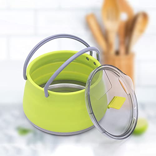 HYUS Folding Saucepan, Camp Cookware Hiking Silicone Folding Saucepan Water Kettle With Lid Cookware Travel Camping Pot(Blue) - Image 5