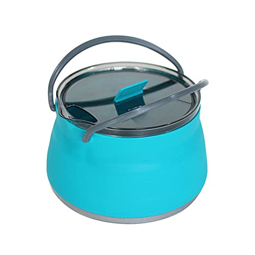 HYUS Folding Saucepan, Camp Cookware Hiking Silicone Folding Saucepan Water Kettle With Lid Cookware Travel Camping Pot(Blue) - Image 2