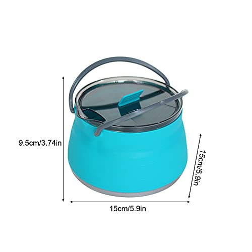 HYUS Folding Saucepan, Camp Cookware Hiking Silicone Folding Saucepan Water Kettle With Lid Cookware Travel Camping Pot(Blue) - Image 3