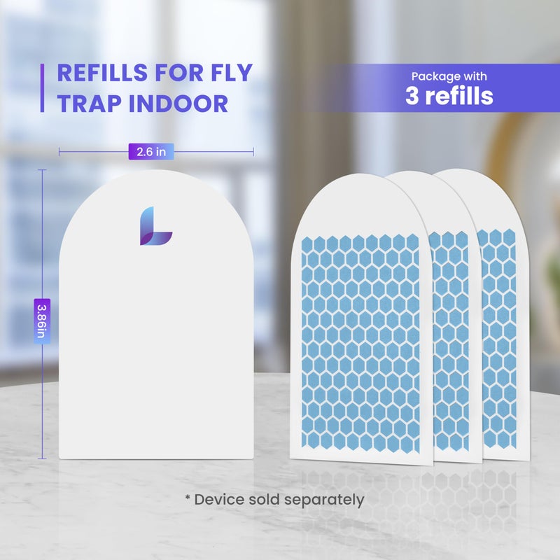 LiBa 3 Pack Glue Card Refill for LiBa Flying Insect Trap, Fruit Fly Traps for Indoors, Gnat Traps for House Bug Light Trap Indoor Replacement Glue Boards - Image 2