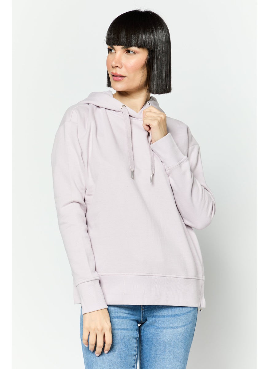 Women Hooded Solid Long Sleeve Sweatshirt, Lilac - pzsku/Z3CFB77419C94342DB835Z/45/_/1737642165/6e02b435-bcf9-4e26-b6a7-1c446483a366