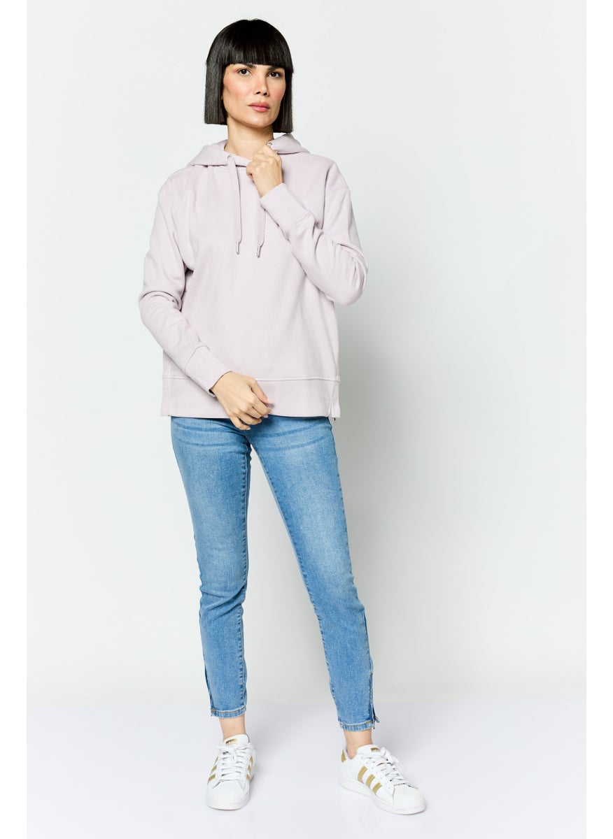 Women Hooded Solid Long Sleeve Sweatshirt, Lilac - pzsku/Z3CFB77419C94342DB835Z/45/_/1737642168/a3c0188e-a8ac-4a97-b514-8845942c8ee0