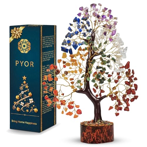 PYOR 7 Chakra Tree of Life, House Warming Gifts New Home, Birthday Gifts for Women, Healing Crystals, Money Tree, Home Office Decor, Office Desk Accessories, Crystals and Healing Stones - Image 1