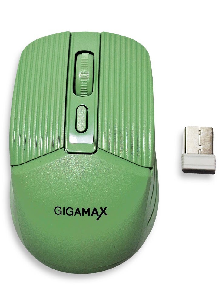 Gigamax - Wireless Desk office Mouse, G-1600, 1600 DPI Wired/Wireless Functional Mouse with 3 Modes Connectivity, Bluetooth and 2.4G Wireless, 4 Macro Buttons, Long Lasting Rechargeable Battery Capacity and for PC/Mac/Laptop , Green - Image 1