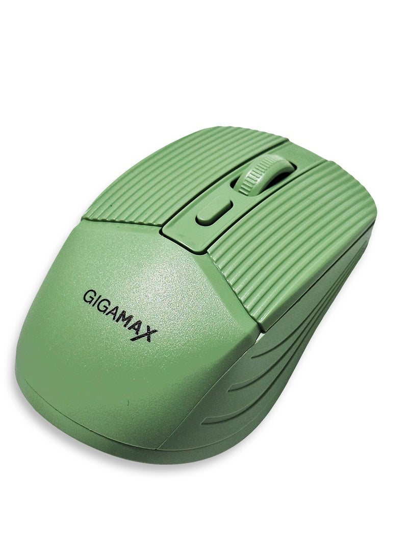 Gigamax - Wireless Desk office Mouse, G-1600, 1600 DPI Wired/Wireless Functional Mouse with 3 Modes Connectivity, Bluetooth and 2.4G Wireless, 4 Macro Buttons, Long Lasting Rechargeable Battery Capacity and for PC/Mac/Laptop , Green - Image 1