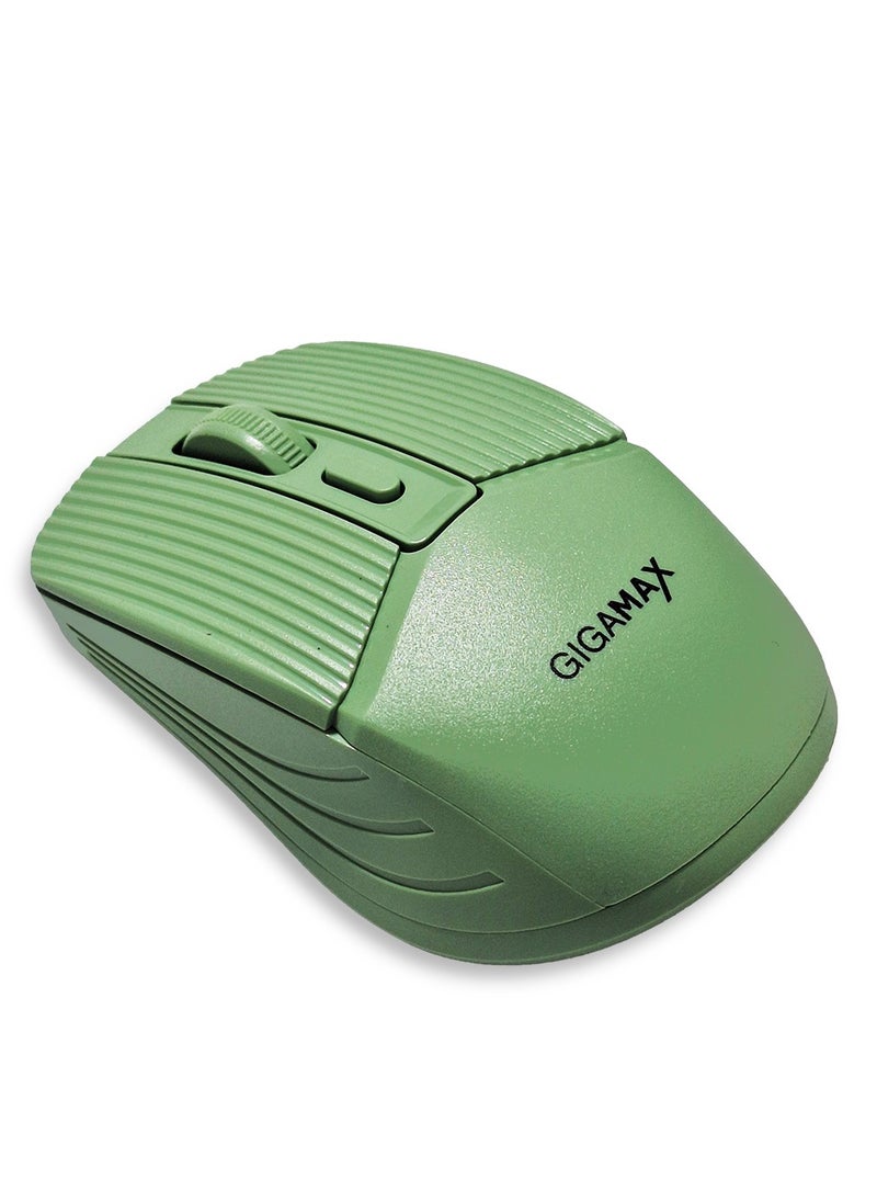 Gigamax - Wireless Desk office Mouse, G-1600, 1600 DPI Wired/Wireless Functional Mouse with 3 Modes Connectivity, Bluetooth and 2.4G Wireless, 4 Macro Buttons, Long Lasting Rechargeable Battery Capacity and for PC/Mac/Laptop , Green - Image 1