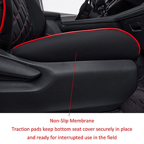 EKR Custom Fit Sienna Seat Covers for Select Toyota Sienna LE, XLE,XLE Plus,8-Passenger Seating,2nd Row 4/2/4 Split 8 Seats 2021-2024 - Three Row,Leather (Black with Red Piping) - Image 2
